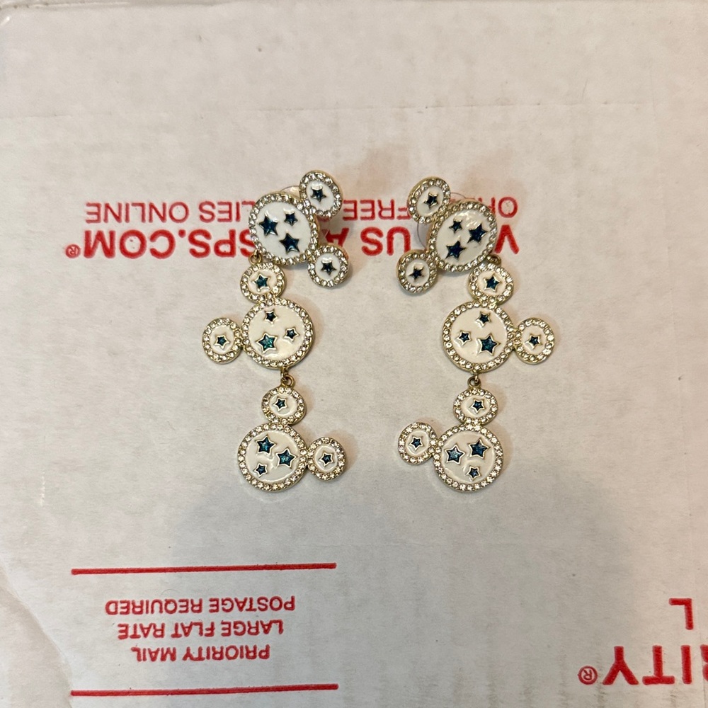BaubleBar Disney Mickey Mouse Earrings in Gold and White